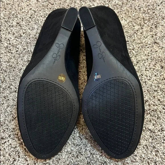 Jessica Simpson Black Suede Cash Solid Slip On Wedge Heels size 8.5 - Picture 11 of 16